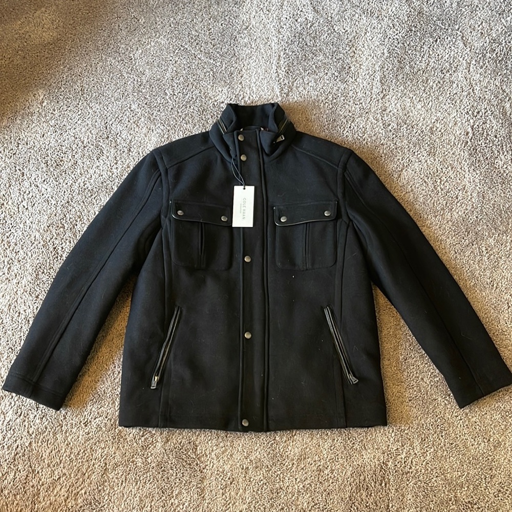 New Cole Haan Signature Melton Wool Blend Trucker Coat M